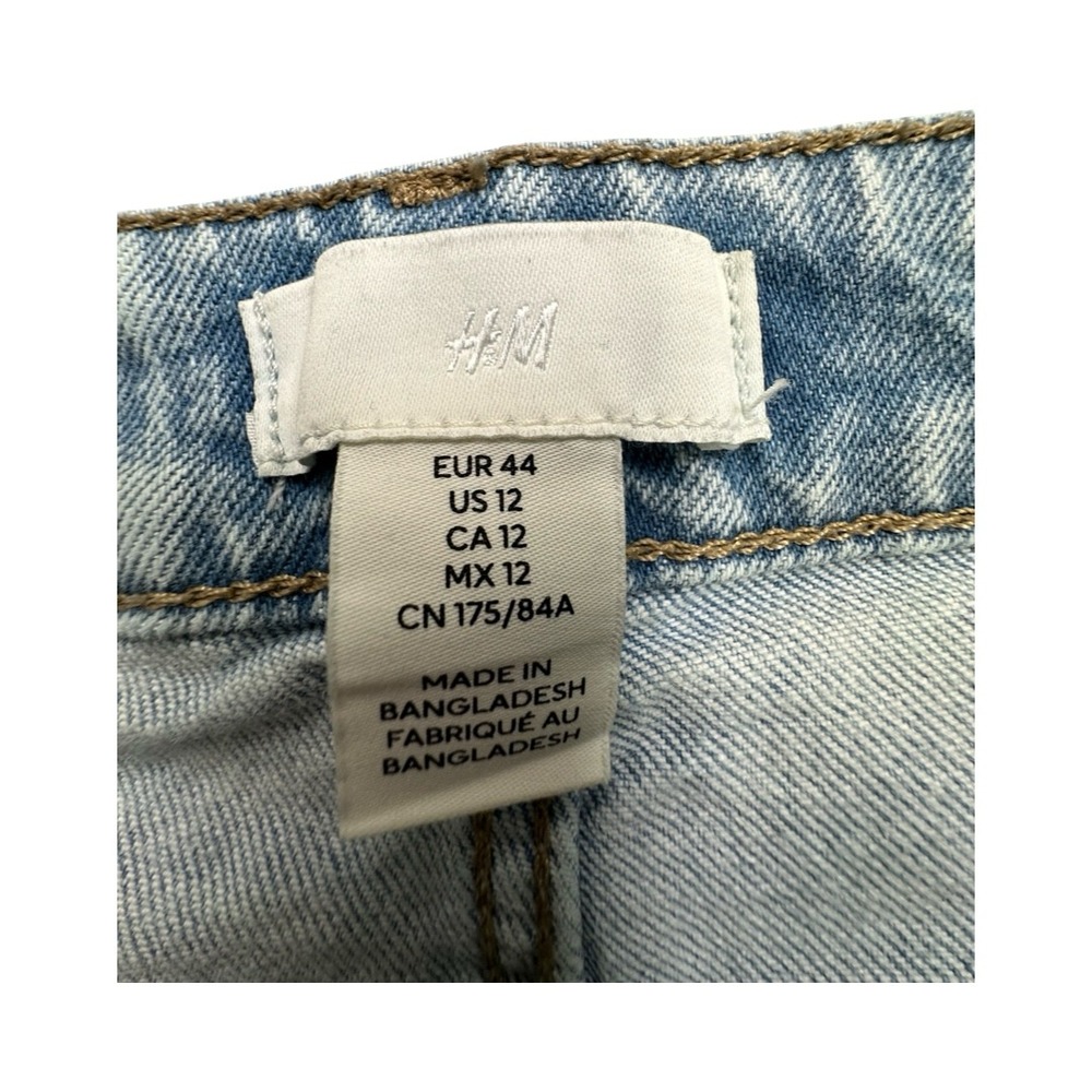H&M Jeans Women 12 Light Blue Wide Leg High Waisted Raw Hem Denim Casual Relaxed - Picture 3 of 12